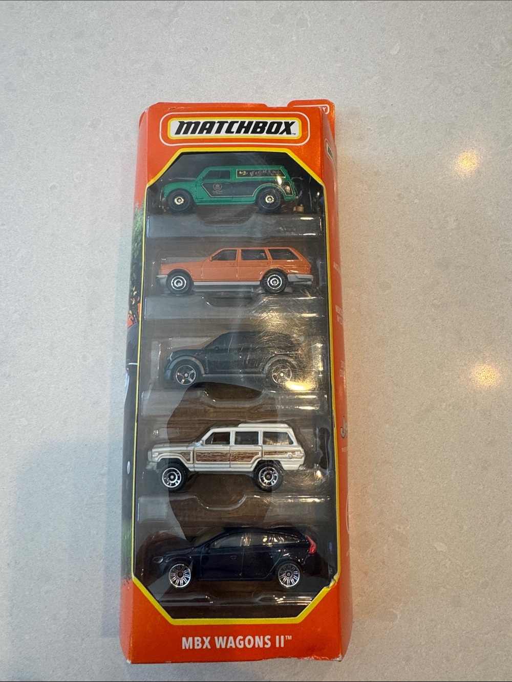 Matchbox MBX Wagons II 5-Pack — Green, Orange, Black, White, Dark Blue